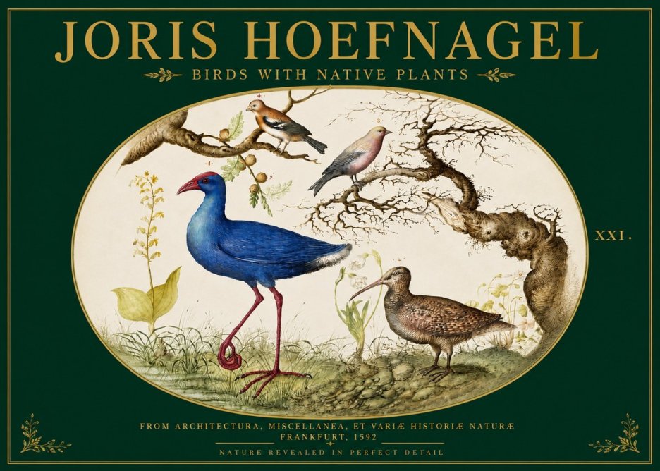 Joris Hoefnagel Birds with Native Plants No3 - Affiche