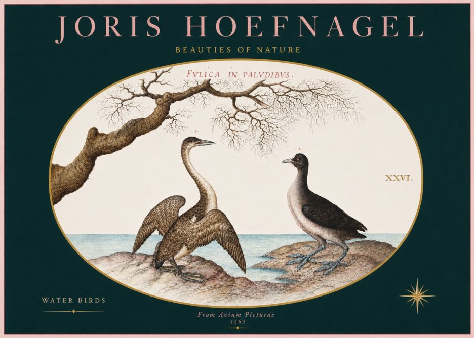 Joris Hoefnagel Cormorant and Coot No3 - Affiche