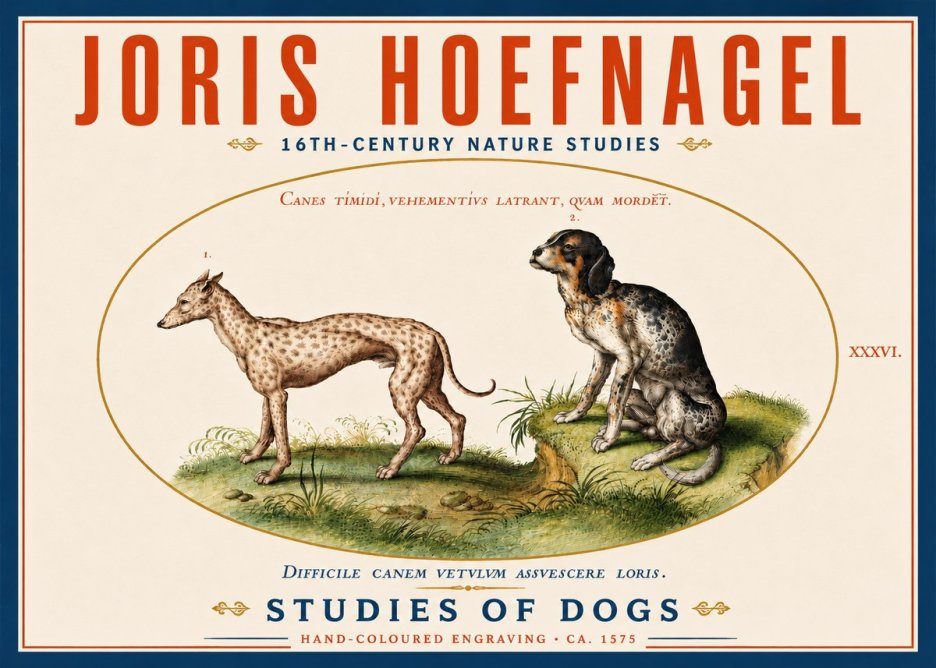 Joris Hoefnagel Studies of Dogs No5 - Affiche
