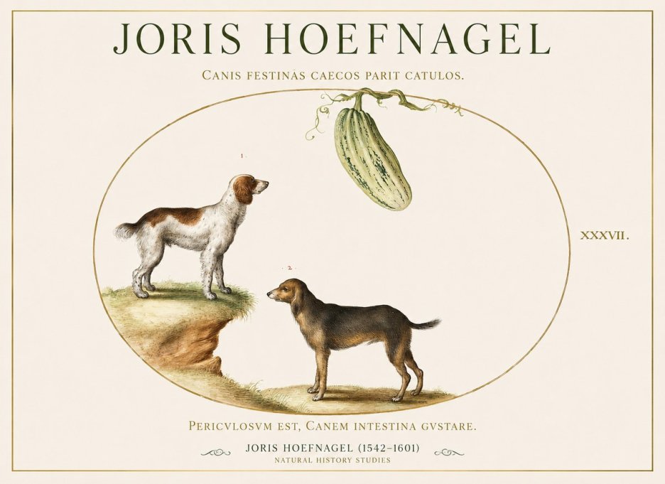 Joris Hoefnagel Canis Festinas Caecos Parit Catulos No1 - Affiche