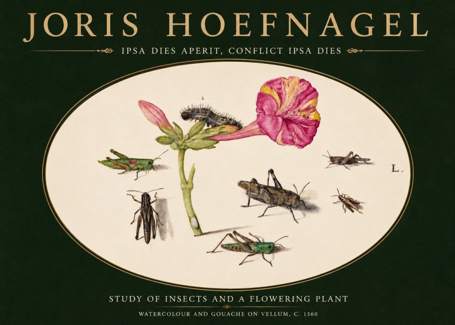 Joris Hoefnagel Study of Insects and a Flowering Plant No3 - Affiche