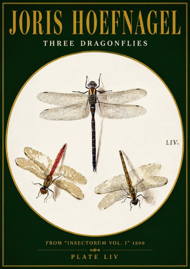 Joris Hoefnagel Three Dragonflies No3 - Affiche