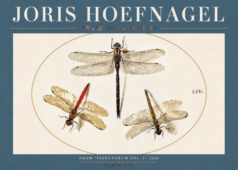 Joris Hoefnagel Three Dragonflies No4 - Affiche
