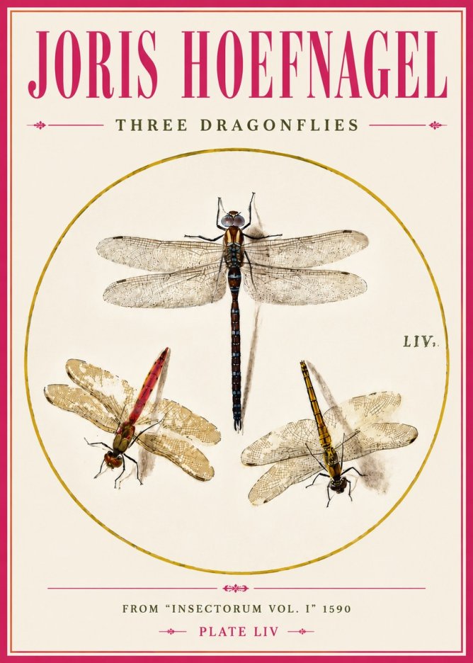 Joris Hoefnagel Three Dragonflies No5 - Affiche