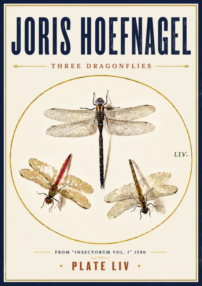 Joris Hoefnagel Three Dragonflies No6 - Affiche