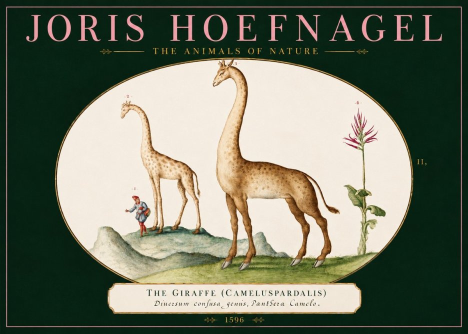 Joris Hoefnagel The Giraffe (Cameluspardalis) No2 - Affiche
