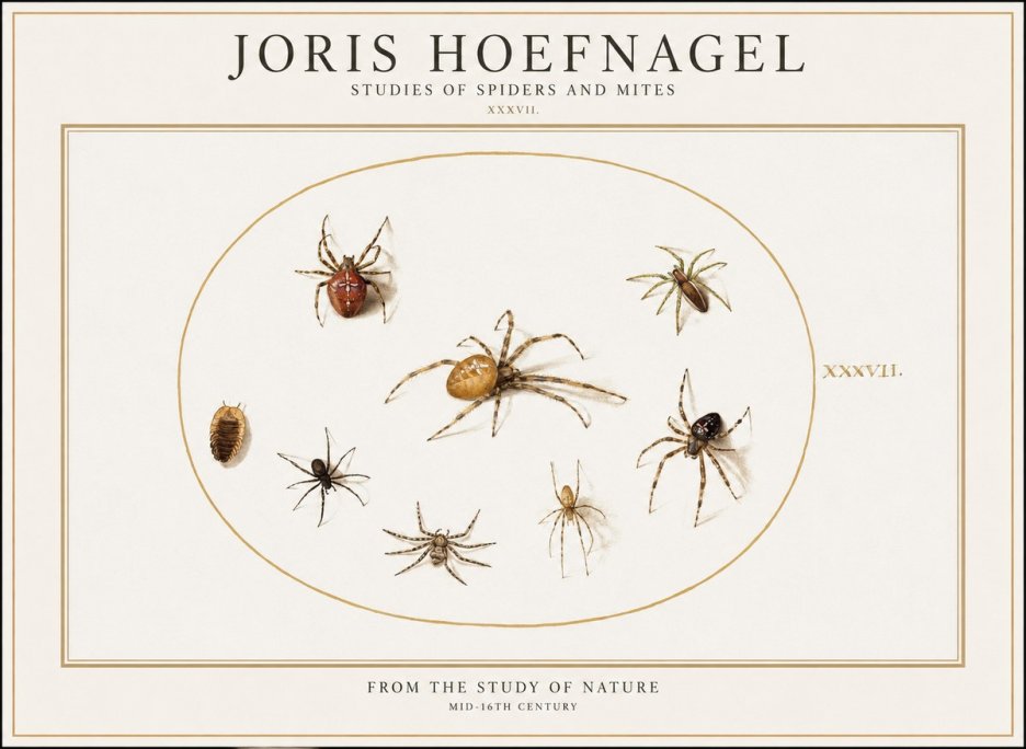 Joris Hoefnagel Study of Spiders and Mites - Plate Xxxvii. No2 - Affiche