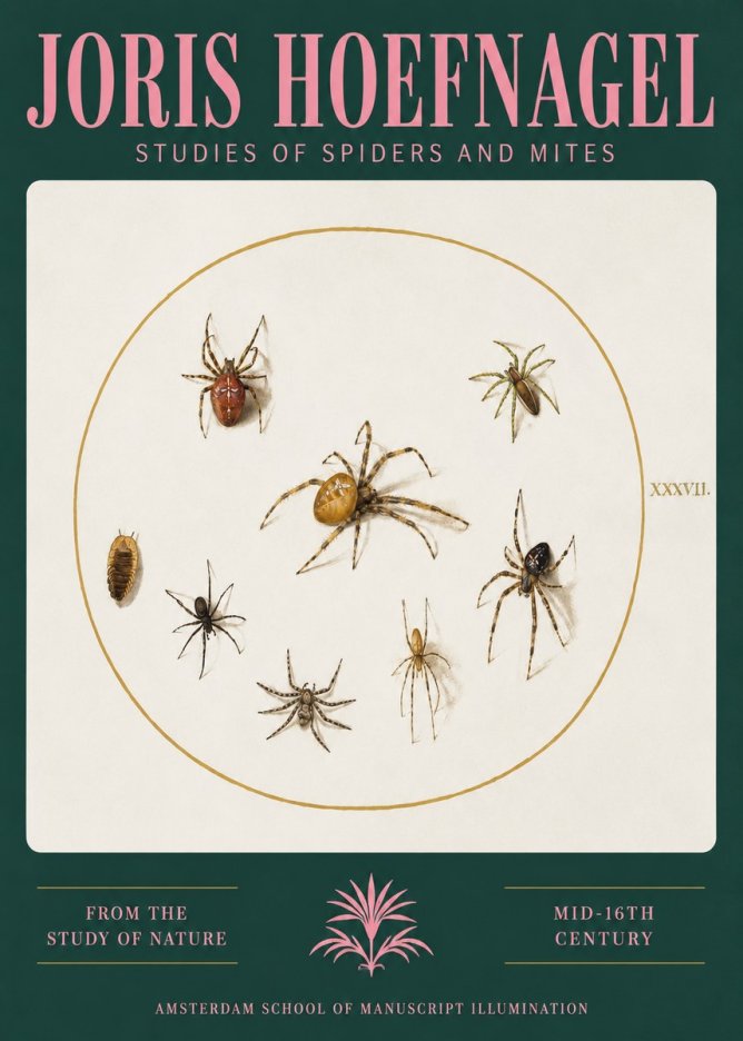 Joris Hoefnagel Study of Spiders and Mites - Plate Xxxvii. No3 - Affiche