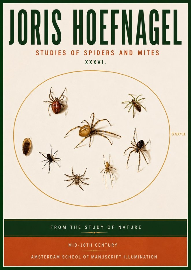Joris Hoefnagel Study of Spiders and Mites - Plate Xxxvii. No5 - Affiche
