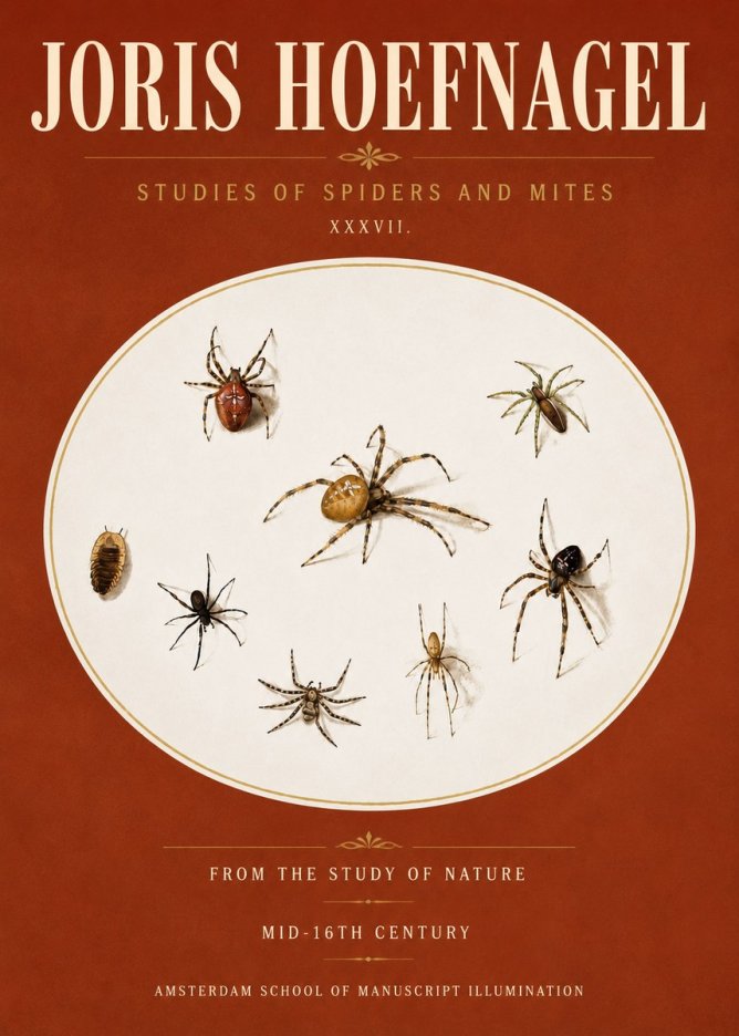 Joris Hoefnagel Study of Spiders and Mites - Plate Xxxvii. No6 - Affiche