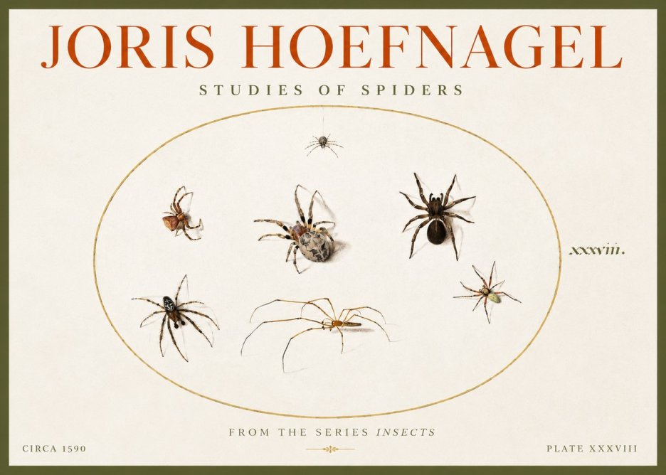 Joris Hoefnagel Studies of Spiders I No4 - Affiche