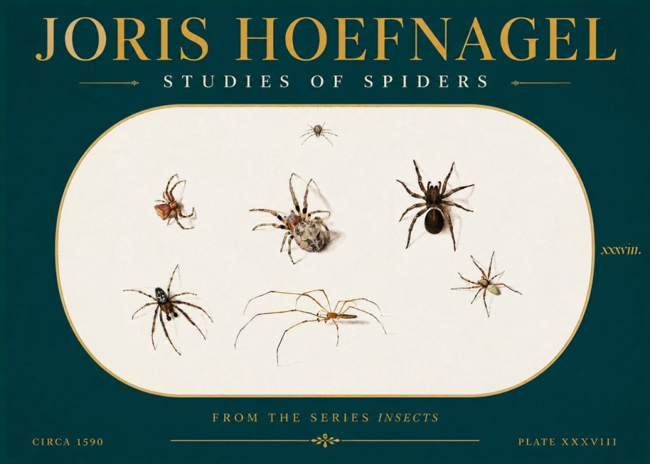 Joris Hoefnagel Studies of Spiders I No5 - Affiche