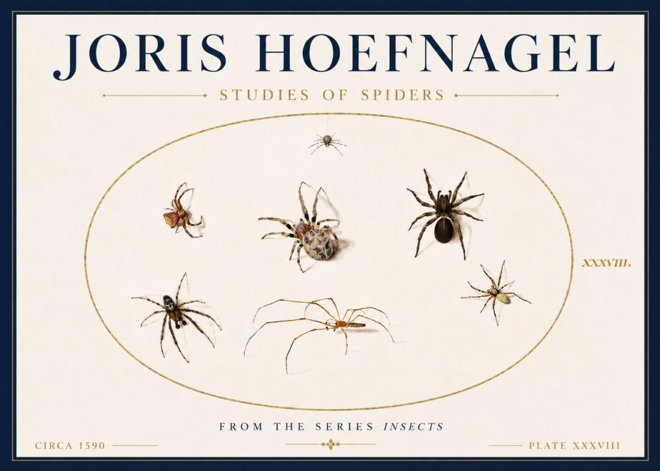 Joris Hoefnagel Studies of Spiders I No6 - Affiche