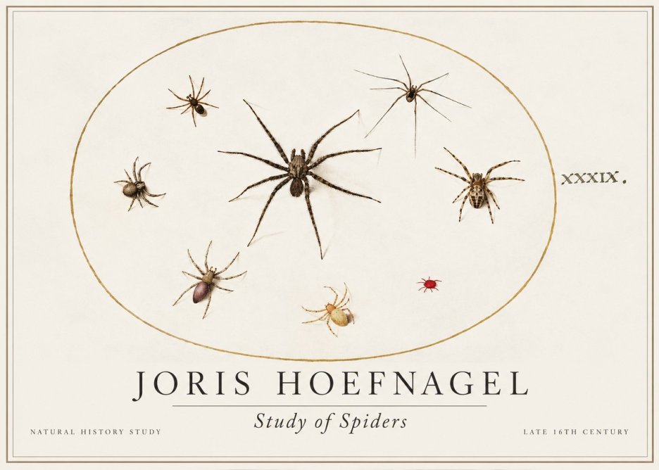 Joris Hoefnagel Studies of Spiders II No2 - Affiche