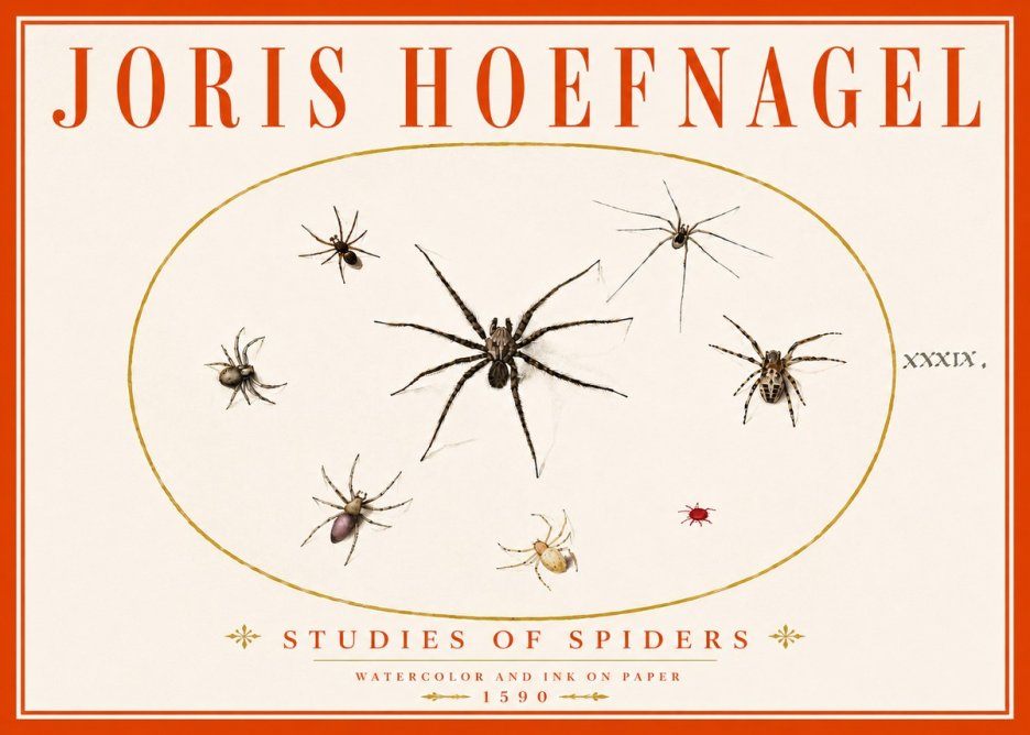 Joris Hoefnagel Studies of Spiders II No6 - Affiche