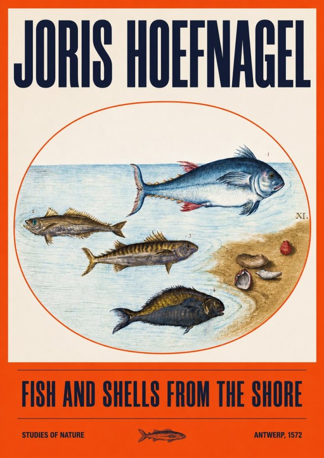 Joris Hoefnagel Fish and Shells from the Shore No2 - Affiche
