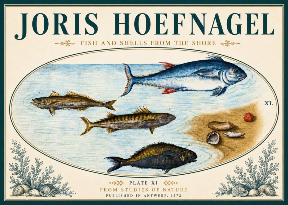 Joris Hoefnagel Fish and Shells from the Shore No6 - Affiche