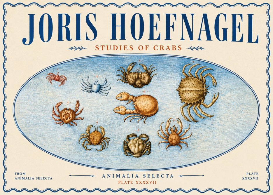 Joris Hoefnagel Studies of Crabs No6 - Affiche