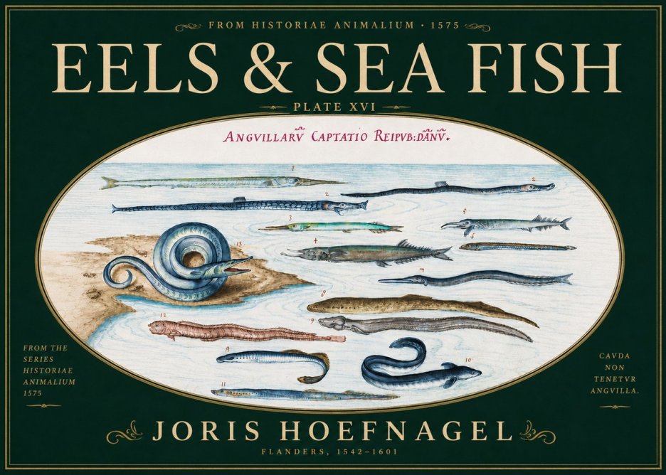 Joris Hoefnagel Eels and Sea Fish No6 - Affiche