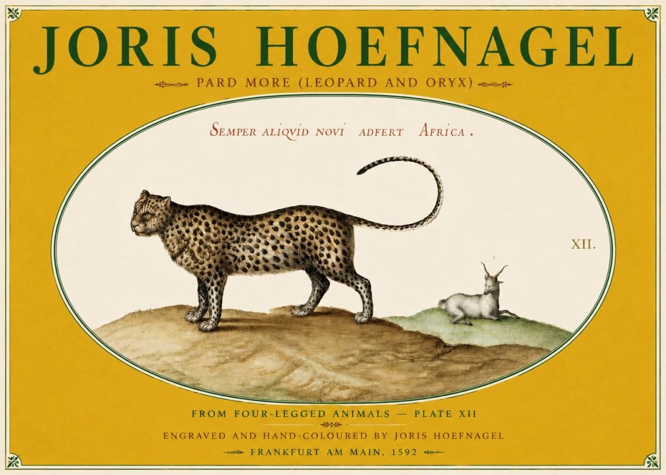 Joris Hoefnagel Pard More (Leopard and Oryx) No6 - Affiche