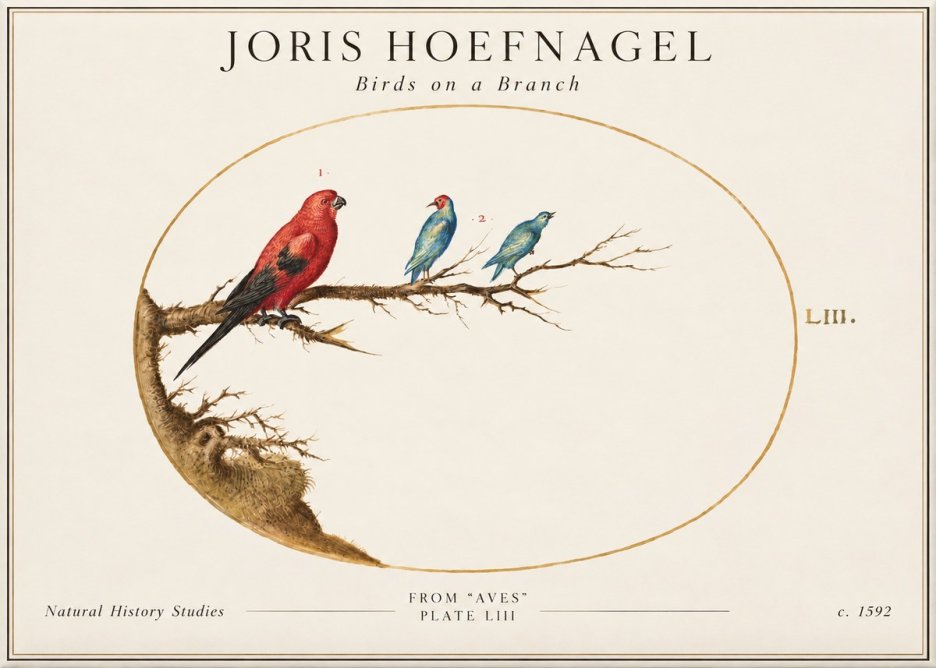 Joris Hoefnagel Birds on a Branch No2 - Affiche