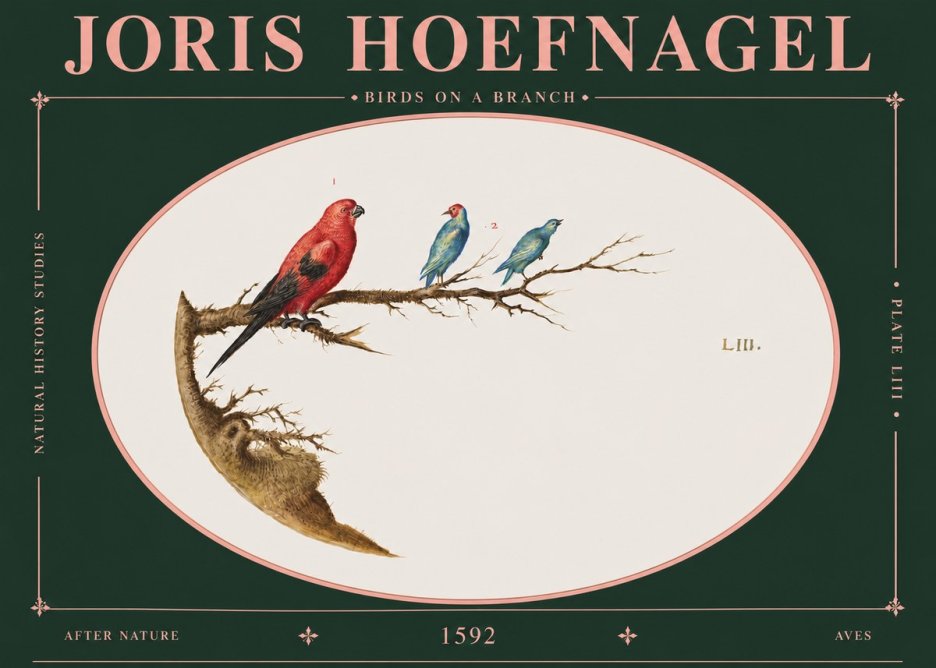 Joris Hoefnagel Birds on a Branch No6 - Affiche