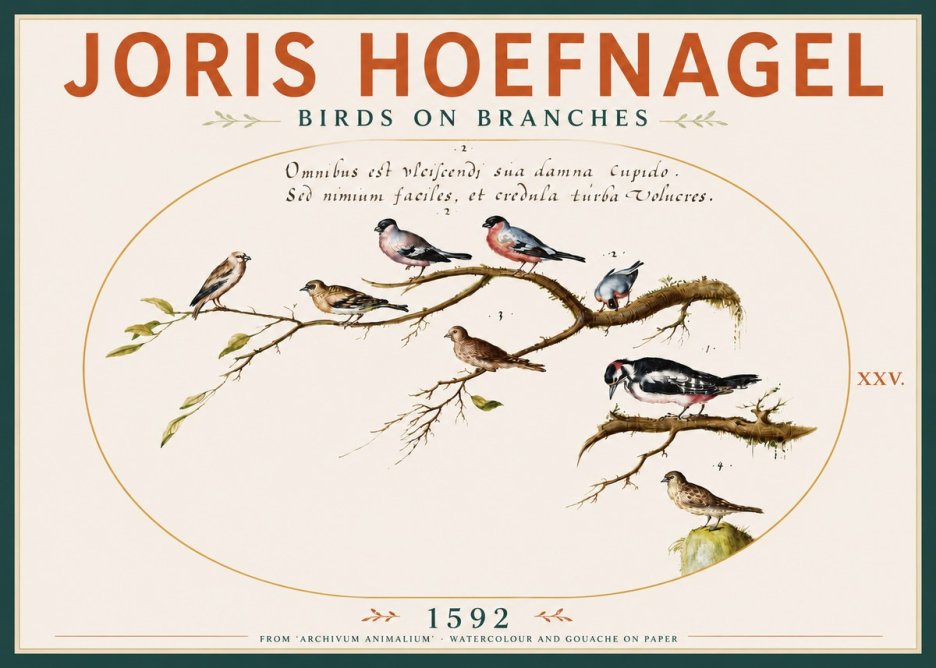 Joris Hoefnagel Birds on Branches No4 - Affiche