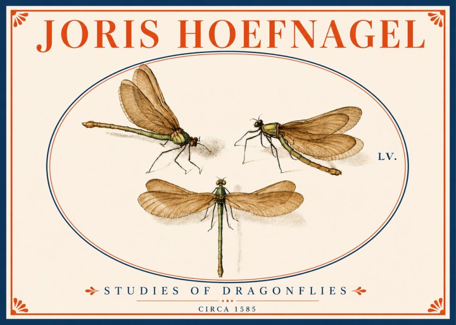 Joris Hoefnagel Studies of Dragonflies No5 - Affiche