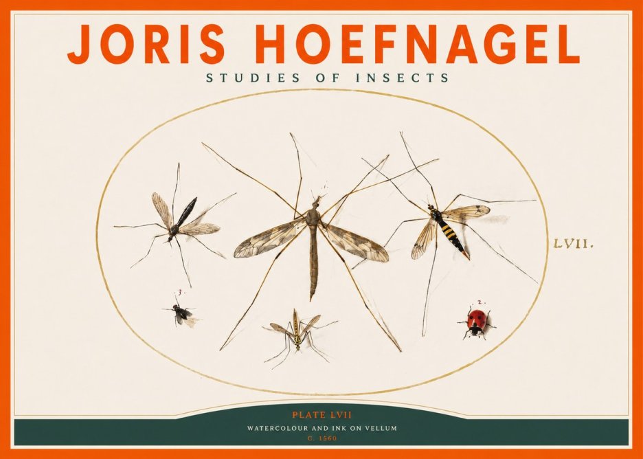 Joris Hoefnagel Studies of Insects II No2 - Affiche
