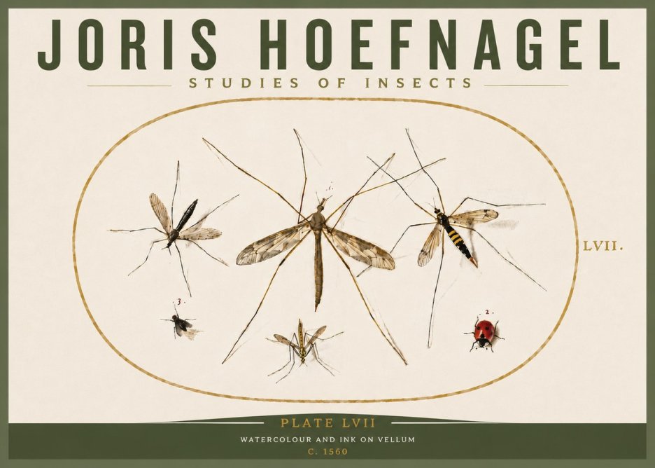 Joris Hoefnagel Studies of Insects II No5 - Affiche
