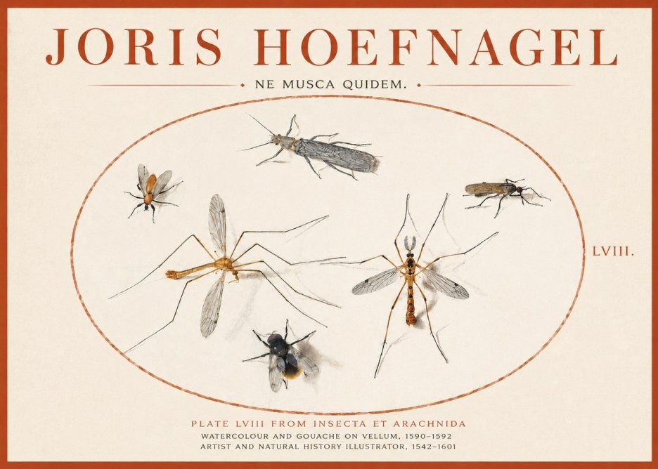 Joris Hoefnagel Plate Lviii from Insecta Et Arachnida No3 - Affiche