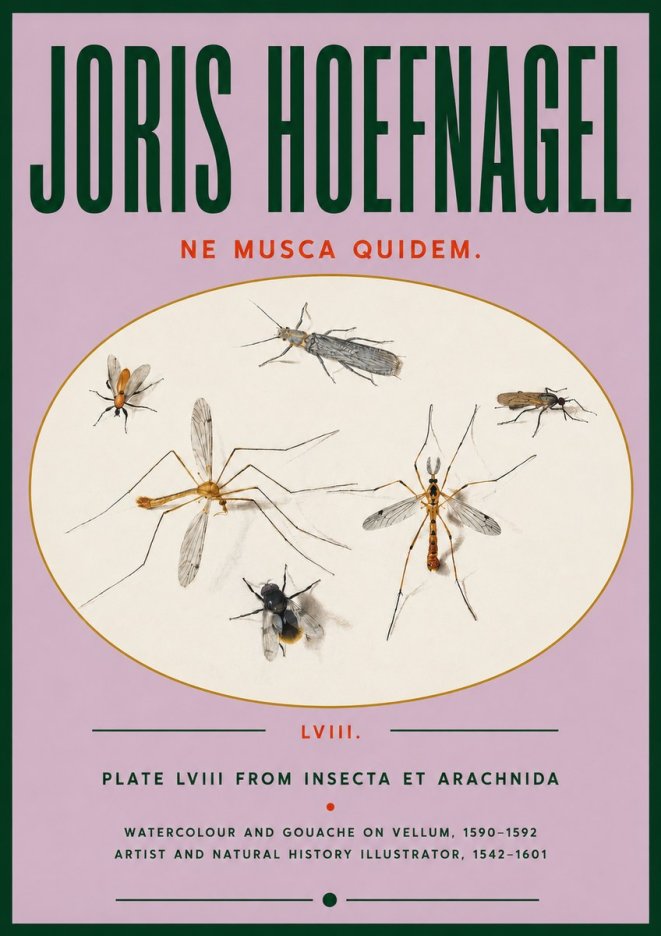 Joris Hoefnagel Plate Lviii from Insecta Et Arachnida No4 - Affiche