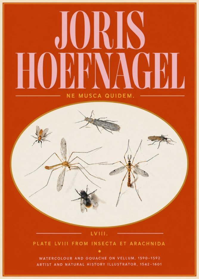 Joris Hoefnagel Plate Lviii from Insecta Et Arachnida No5 - Affiche