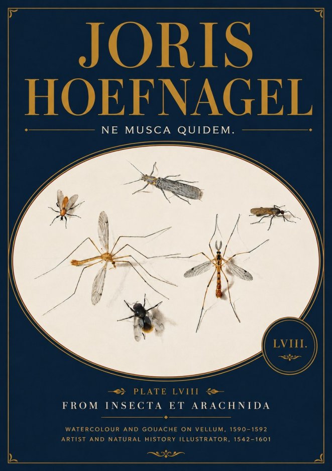 Joris Hoefnagel Plate Lviii from Insecta Et Arachnida No6 - Affiche