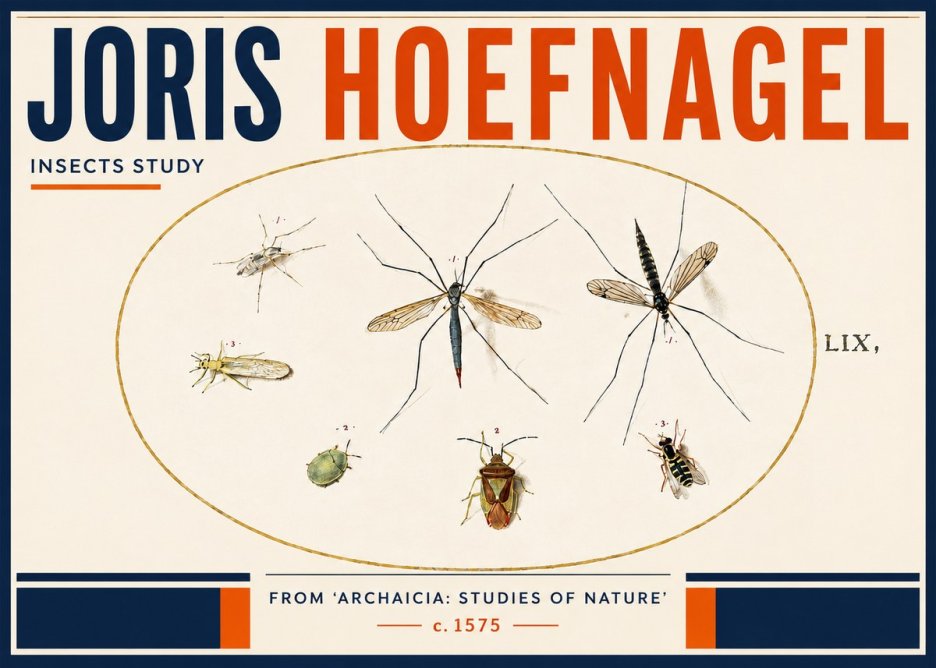 Joris Hoefnagel Insects Study I No4 - Affiche