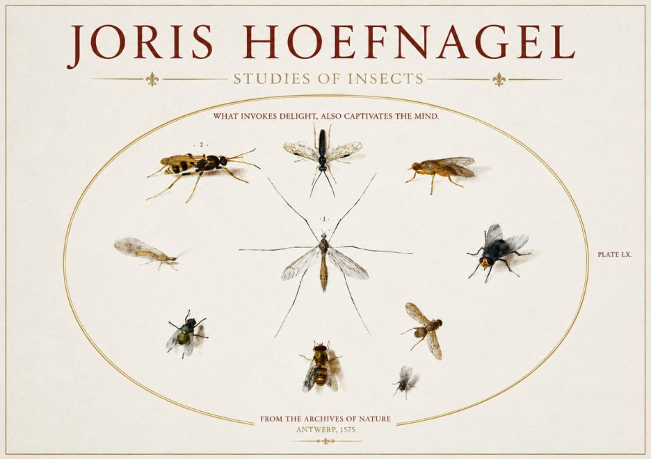 Joris Hoefnagel Studies of Insects III No3 - Affiche