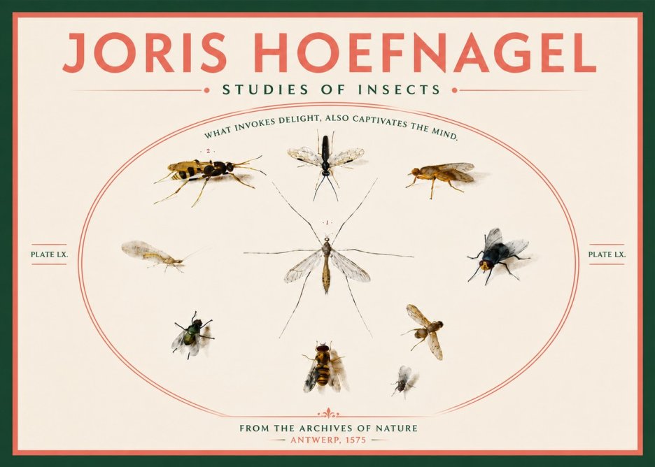 Joris Hoefnagel Studies of Insects III No6 - Affiche