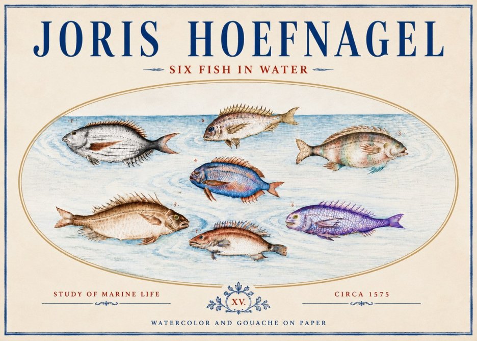 Joris Hoefnagel Six Fish in Water No4 - Affiche