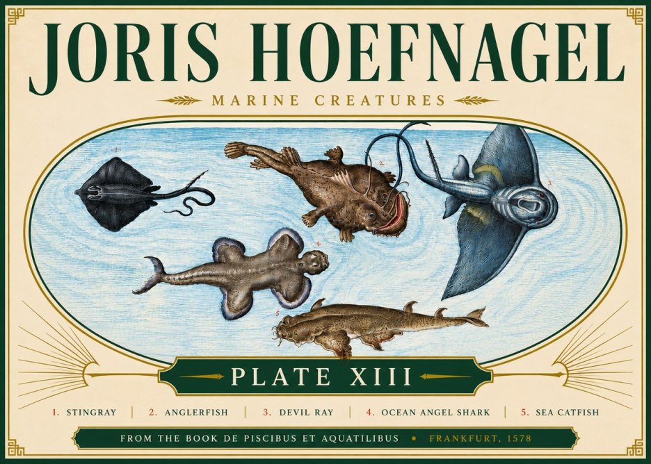 Joris Hoefnagel Marine Creatures Plate Xiii No5 - Affiche