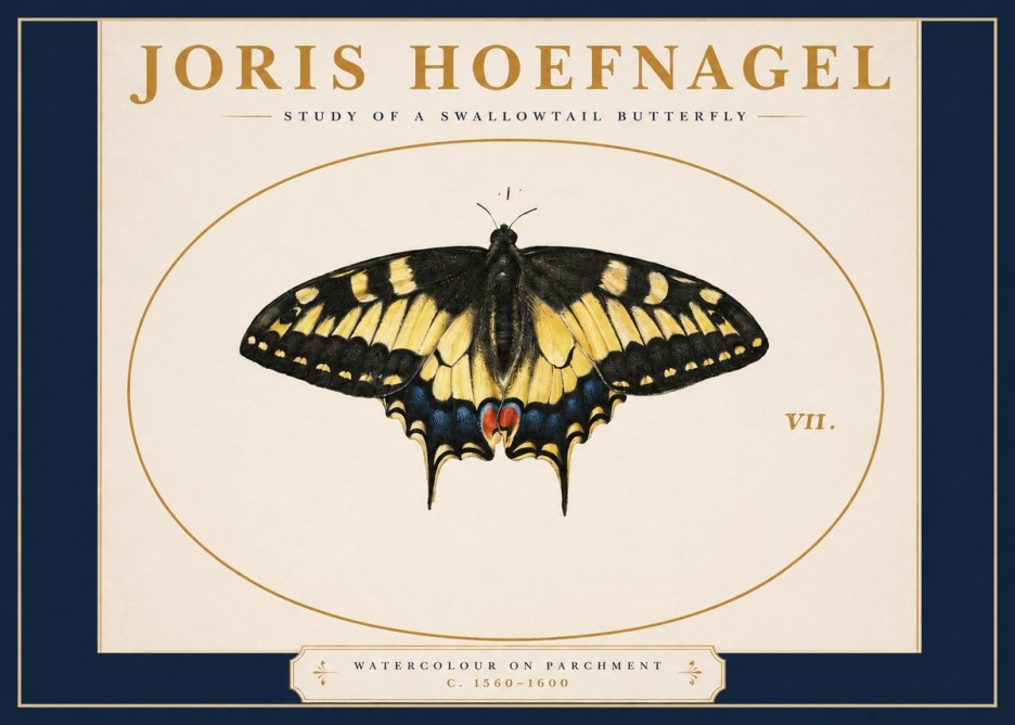 Joris Hoefnagel Study of a Swallowtail Butterfly No2 - Affiche