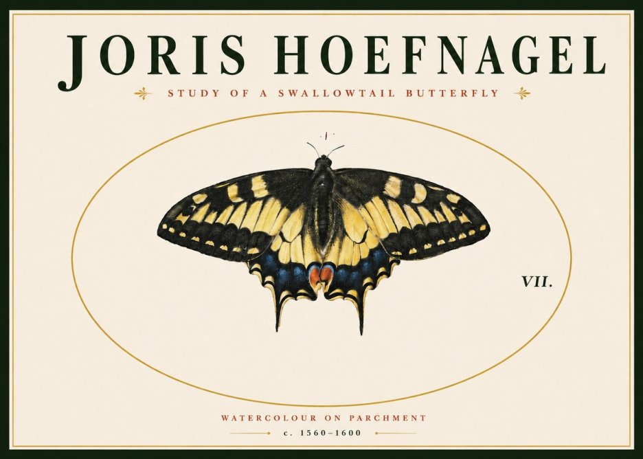Joris Hoefnagel Study of a Swallowtail Butterfly No4 - Affiche