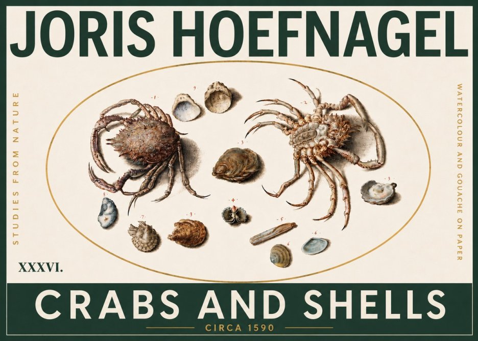 Joris Hoefnagel Crabs and Shells - Studies from Nature No5 - Affiche