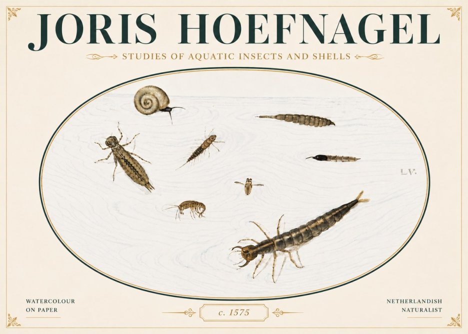 Joris Hoefnagel Studies of Aquatic Insects and Shells No4 - Affiche