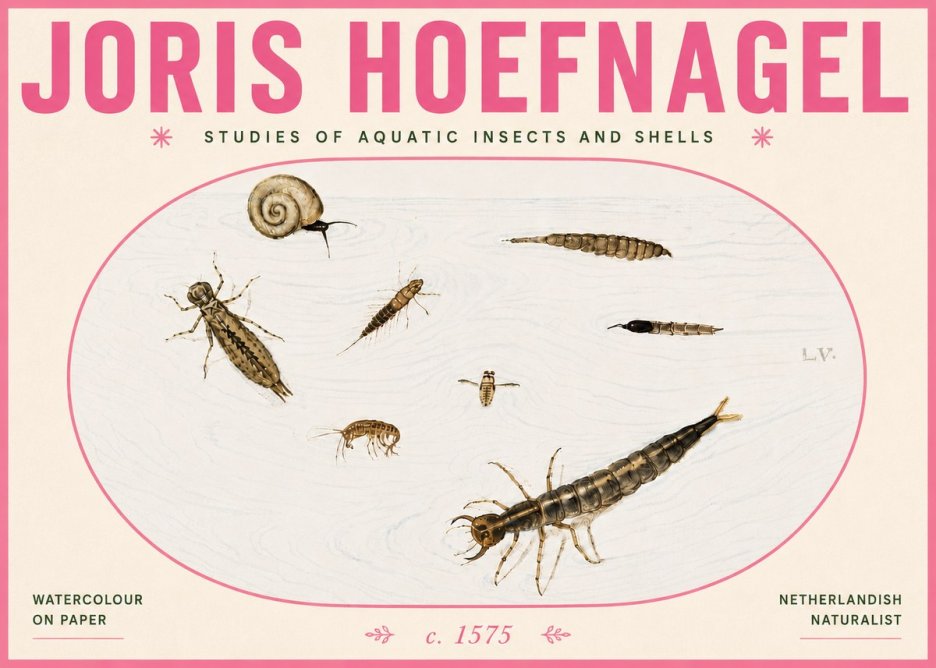 Joris Hoefnagel Studies of Aquatic Insects and Shells No6 - Affiche