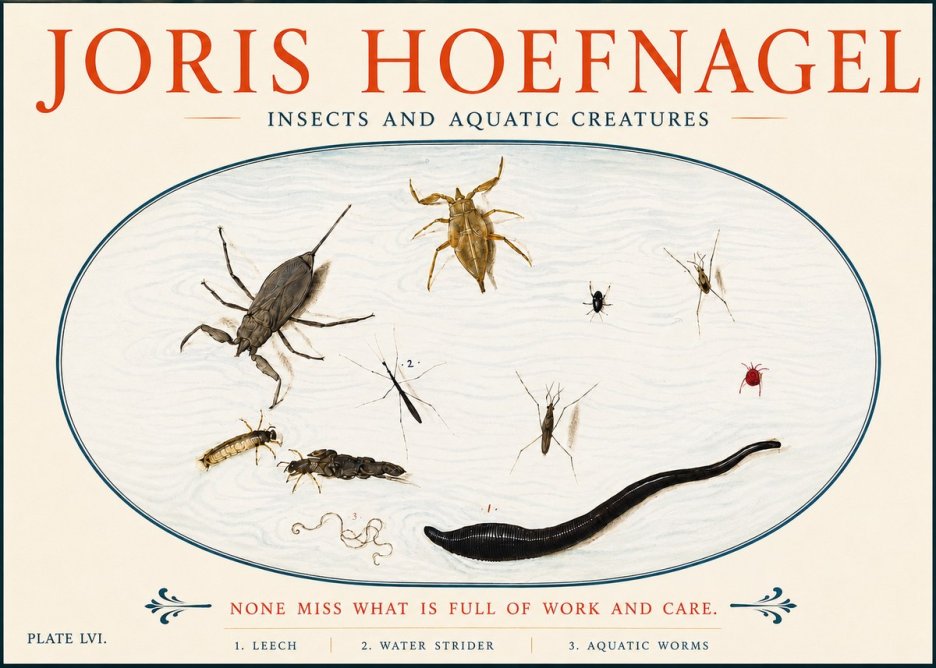 Joris Hoefnagel Insects and Aquatic Creatures No5 - Affiche