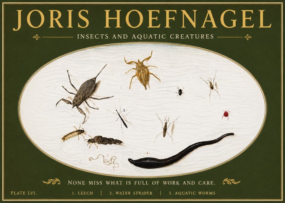Joris Hoefnagel Insects and Aquatic Creatures No6 - Affiche