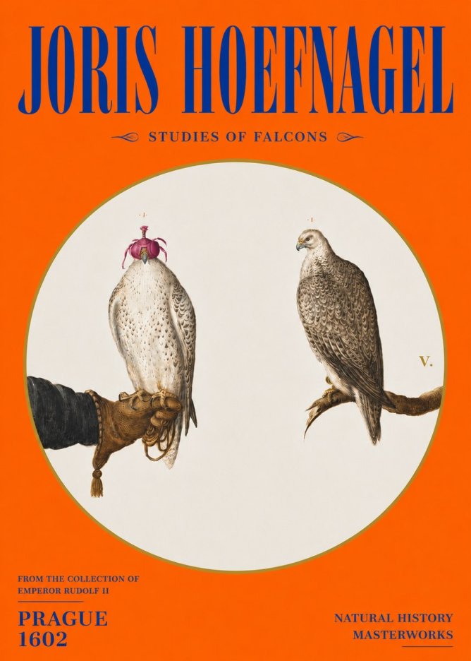 Joris Hoefnagel Studies of Falcons No4 - Affiche