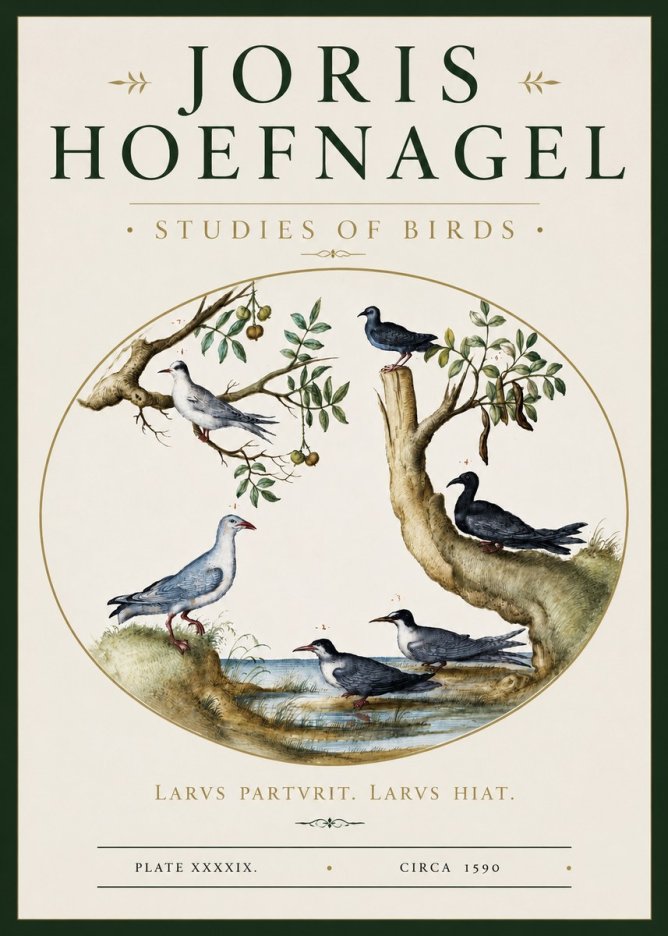 Joris Hoefnagel Studies of Birds II No3 - Affiche