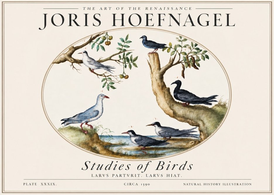 Joris Hoefnagel Studies of Birds II No5 - Affiche