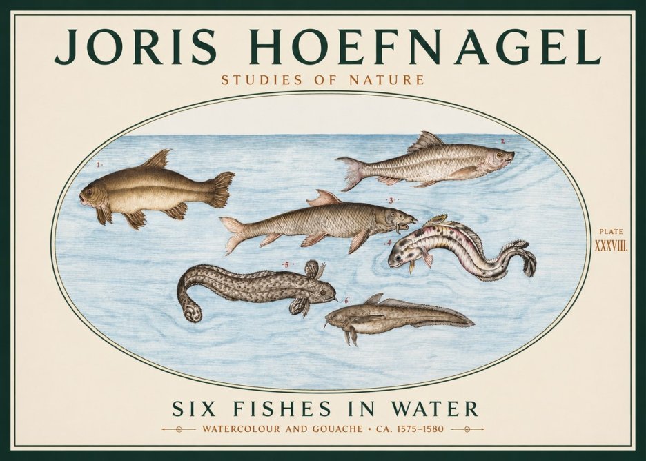Joris Hoefnagel Six Fishes in Water II No3 - Affiche